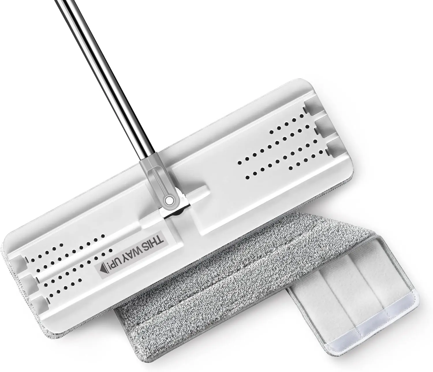 JOYMOOP 13" Flat Mop Head with 1 Microfiber Mop Pad, Mop Head Replacement, white Flat Mop System