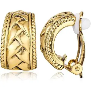 Clip On Earrings For Women Gold Hoop Earrings Statement Chunky Earrings