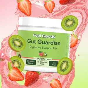 Feel Goods Gut Guardian Digestive Support Drink Mix w Pre Probiotics 4g Fiber Blend Ginger Lemon Balm L Glutamine Supports Gut Digestion Clearer Skin Reduces Bloating Puffiness Organic Fruits Zero Sugar Edible Optimum