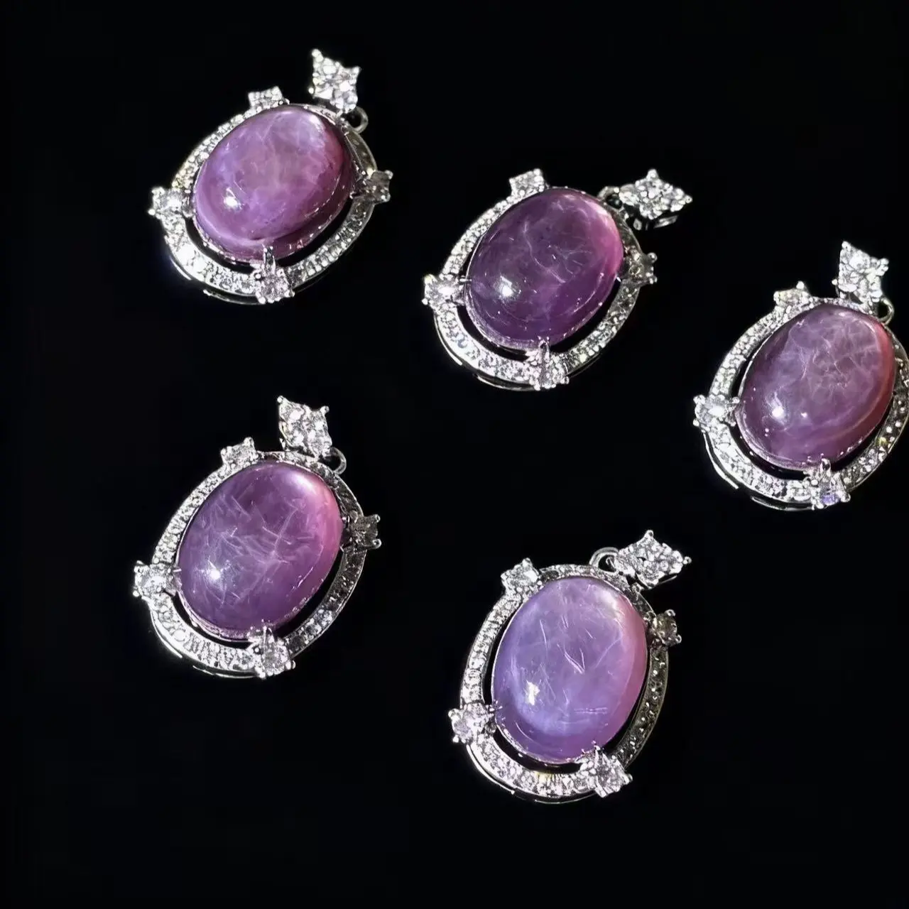 Unisex Non-Natural Multi-Crystal Custom Pendant Set (3pcs for $8) - Assorted Charms with Lepidolite, Abalone, Pietersite, White Shell, Citrine, Blue Apatite for Adults' Meditation, Clarity and Brightness, Decorative Jewelry Accessory, Natural Crystal, Lep