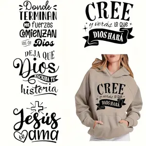 6pcs/set Spanish Quotes DTF Transfers Stickers Washable Material Heat Transfer Use Designs Ready Press Decals Plastisol Patch for DIY Crafts Clothing T-Shirt Mask Jeans Backpack