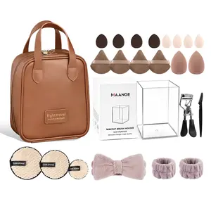 MAANGE 24PCS Makeup Tools Set with Bag – Includes Sponges & Powder Puffs, Beginner-Friendly Beauty Essentials for Daily Makeup & Travel