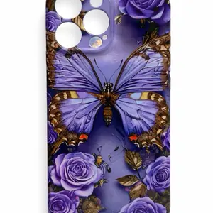 Luxury Purple Butterfly Rose Phone Case for iPhone 11–17
