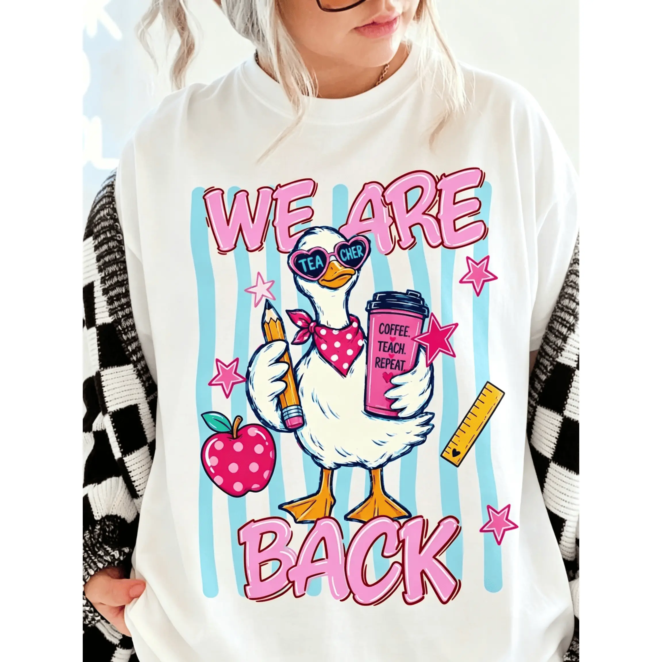 We Are Back Teacher Shirt, Preppy Back To School Shirt, Teacher Graffiti Art Tee, First Day Of School Shirt, Teacher Goose Shirt,graphic
