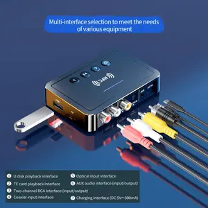 5.3 Wireless NFC Dual-Mode Audio Adapter, Supports USB/TF Card Playback, Fiber Coaxial Input, Ideal for TV, Computer, Speakers, Projector