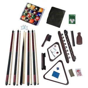 212 MAIN Deluxe Billiards Accessory Kit - Mahogany Solid Wood Construction, Pro Cues, True Roll Billiard Balls