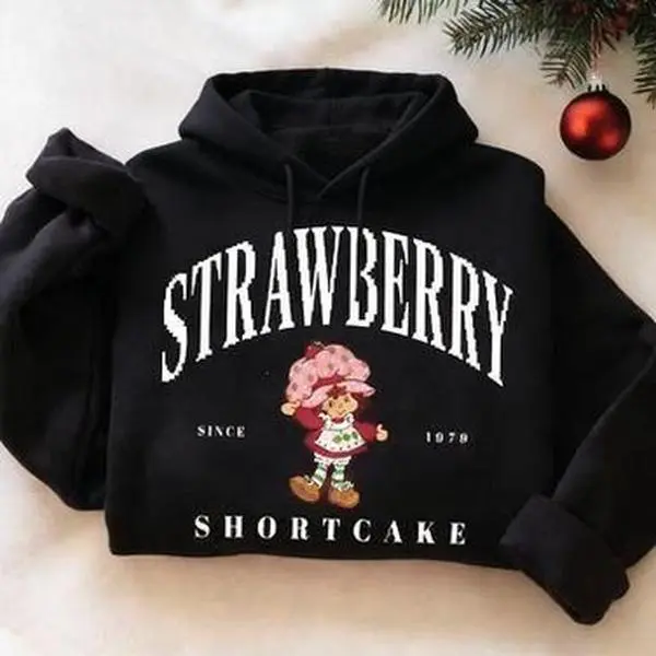 Strawberry Shortcake Very Berry Holiday Shirt, Vintage Xmas Cartoon Tee, Cozy Festive Hoodie Fans, Womenswear, Menswear, Unisex, Comfortable, Top, Gift For Her Him