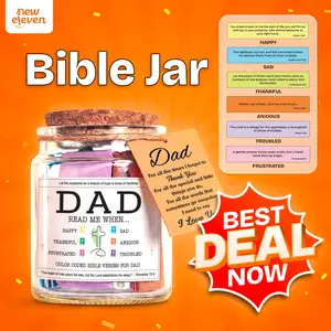 NewEleven Father’s Day Gift for Dad – Christian Encouragement Jar with Color Coded Bible Verse Cards & Inspirational Messages
