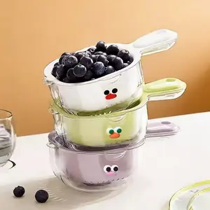 Cute Duckbill-Shaped Handle Draining Fruit Basket for Washing and Straining Water, Dual-Function 2-in-1 Thickened Vegetable Basket, Household Tray, Triangular Strainer duck corkscrews Ergonomic Water Bottle Holder Carrier Diamond Shaped Glass Honey garlic