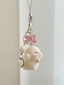 Bow Cute Dog Keychain, I Love You Heart Pendant Bag Charm, Perfect for Daily Use and Holiday Gifts, All-Season Casual Accessory