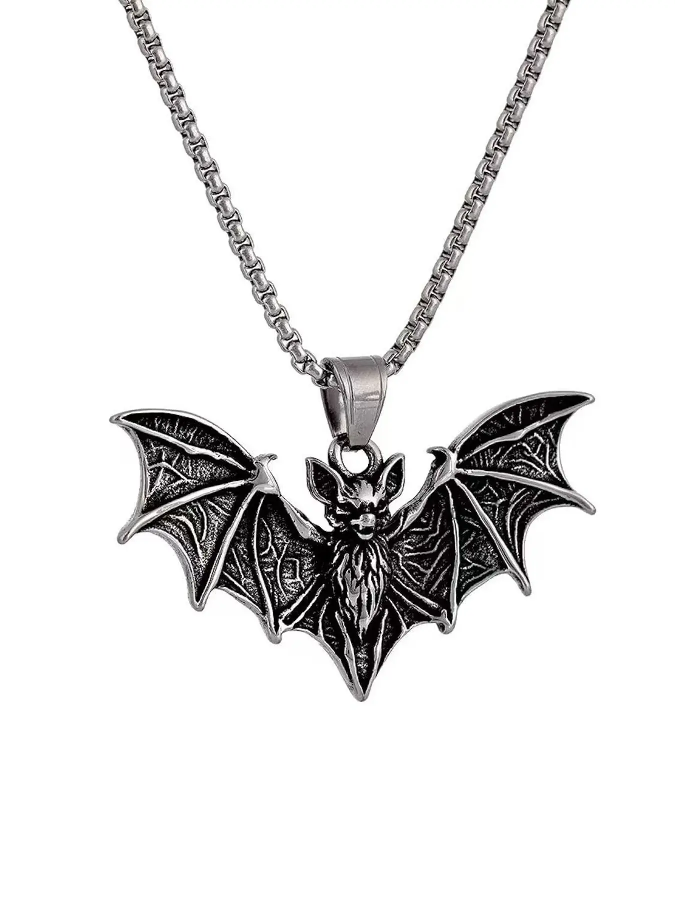 Gothic Bat Pendant Necklace, Fashion Necklace, Stainless Steel Vampire Bat Jewelry, Chain Jewelry, Halloween Goth Accessories for Men, Gothic Witch Jewelry, Jewelry Gift