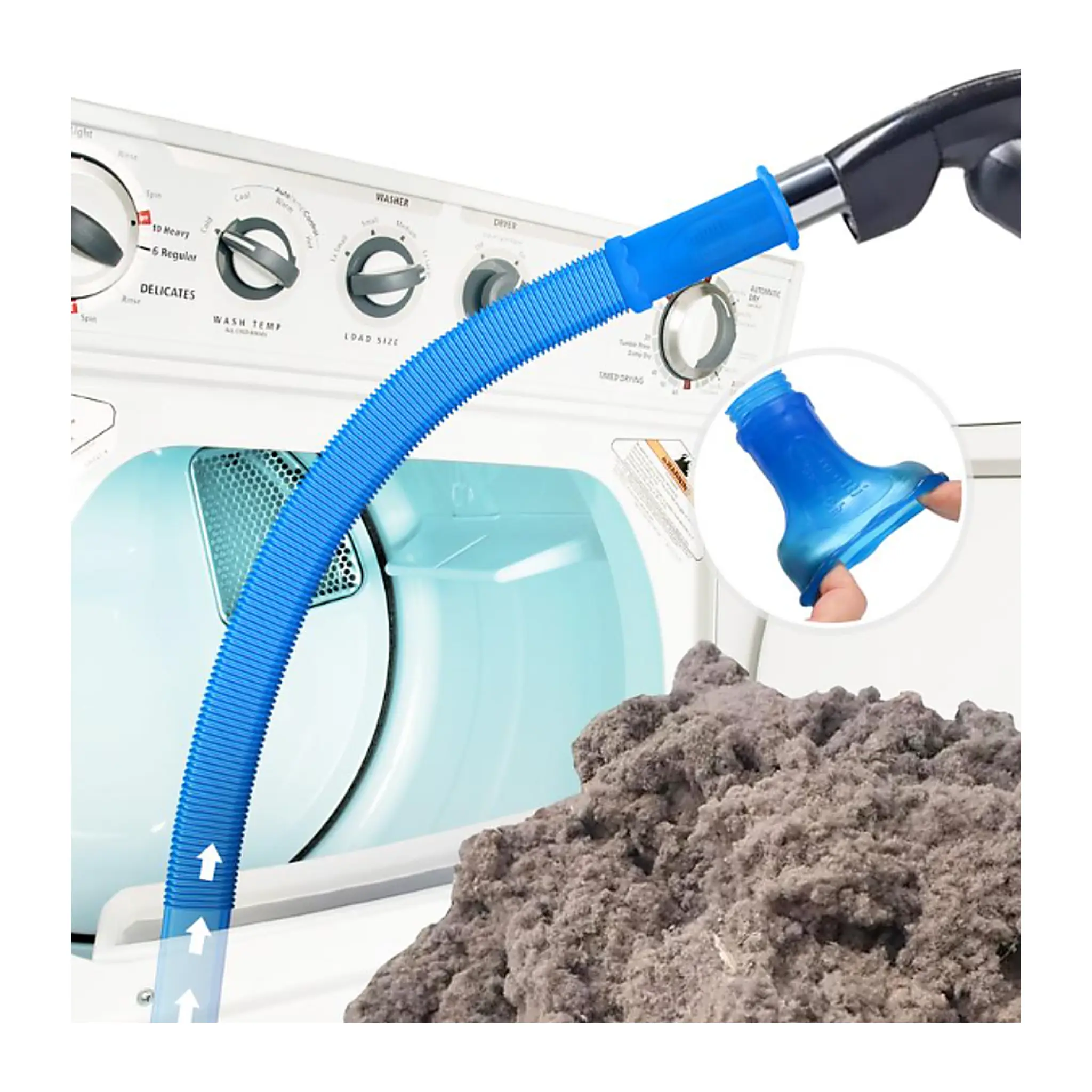Dryer Vent Cleaner Vacuum Hose Attachment, Flexible Blue Lint Trap Cleaning Tool for Dryer, Washer Gaps, Vacuum Cleaner Accessories