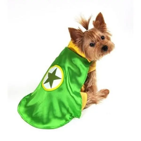 212 MAIN Superhero Green 1-Piece Dog Costume with Cape, Star Detail, Easy Wearing Design - Small Size, EPAP1091-S Pet Accessory, One-Piece