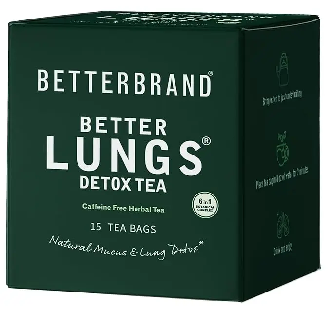 Mullein Tea Bags for Lung Detox - Respiratory Support with Thyme, Elderberry, Ginseng, Ginger, Caffeine Free Herbal Blend - 15 Tea Bags (Pack of 1)