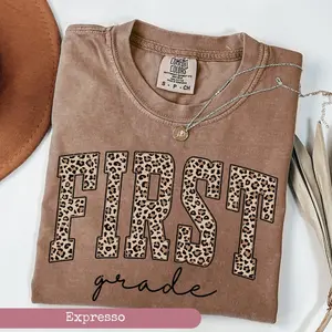 Comfort Colors Leopard First Grade Teacher Tee, 1st Grade Teacher Shirt, First Grade Shirt, Elementary School, Teaching Shirt