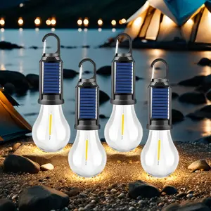 hurricane emergency 4 Packs LED Camping Lantern Rechargeable Portable Outdoor Waterproof Emergency Lanterns with 3 Modes Hanging Tent Light Bulbs with Clip Hook for Camping Hiking Party Hurricane Outages