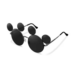 Mouse Ears Sunglasses, Black Cartoon Sun Glasses with Case, Theme Park Accessories, UV Protection