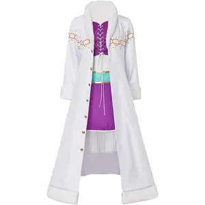 Nico Robin Cosplay Anime Costume Miss Allsunday Fantasia White Coat Windbreaker with Skirts Suit