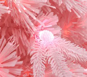 LuxenHome 6ft Fiber Optic Pink Xmas Tree w/ Cones & Star Top