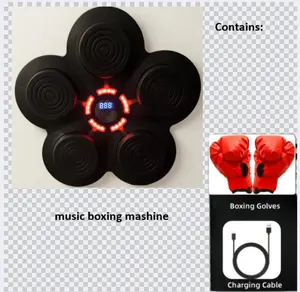 Smart Musical Boxing Machine with LED Lights & Red Gloves for Home Fitness Indoor Exercise  Workout US Power Mode ABS Material Valentine's Day Gift for Men Electronic Trainer Interactive