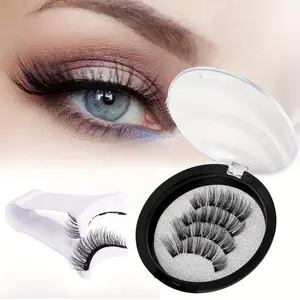 Magnetic False Eyelashes Set Magnetic Lash Kit Reusable 3D Waterproof Natural Look, Easy-To-Apply Applicator Included, Dense Magnetic Lashes