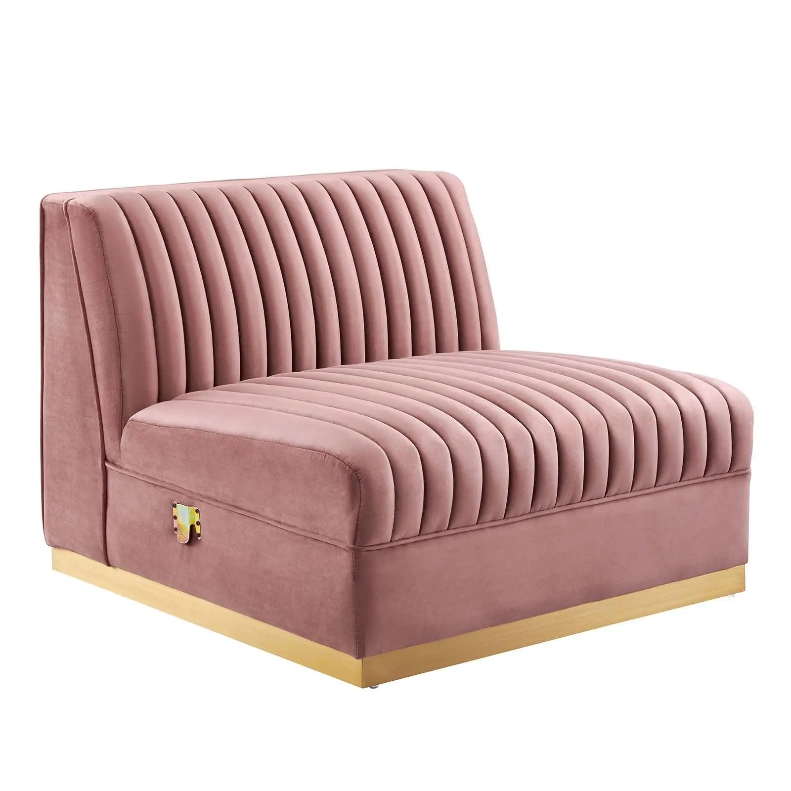 Modway Sanguine Channel Tufted Performance Velvet Modular Sectional Sofa Armless Chair