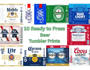 10 Pack Beer Tumbler Sublimation Prints Bundle | Ready to Press 20oz Skinny Tumbler Wraps | Funny Drinking Designs for Men | Bar Gifts | DIY Cups & Sublimation Transfers