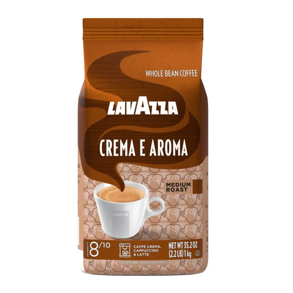 Lavazza Crema e Aroma Whole Bean Coffee Beverage, Medium Roast, Arabica-Robusta Blend, 2.2 lb Bag