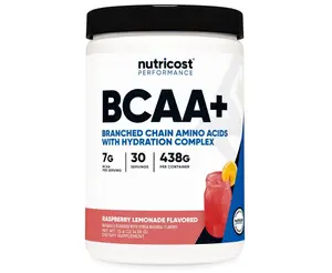 Nutricost BCAA + Hydration Powder (Raspberry Lemonade) 30 Servings - Branched Chain Amino Acids with Hydration Complex - Gluten-Free, Non-GMO