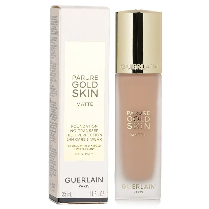 Guerlain Parure Gold Skin Matte Foundation - Luminous, UV-Protective SPF15, Cool Tone Blurred Matte Concealer & Foundation, #1C Cool, 35ml/1.1oz Makeup