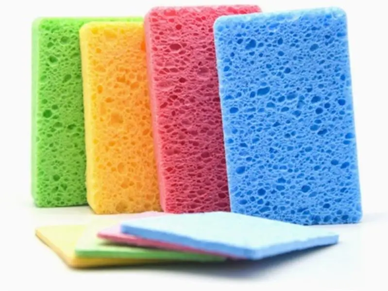 4 Pack Colorful Natural Cellulose Dish Sponges, Absorbent Compostable Reusable Cleaning Sponges for Kitchen Bathroom