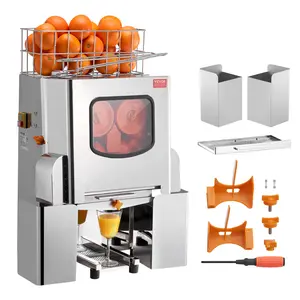 【DealsForYouDays】VEVOR Commercial Orange Juicer Machine, 120W Automatic Juice Extractor, Stainless Steel Orange Squeezer 20 Oranges/Minute, with Pull-Out Filter Box, Stainless Steel Cover, 2 Peel Collecting Buckets