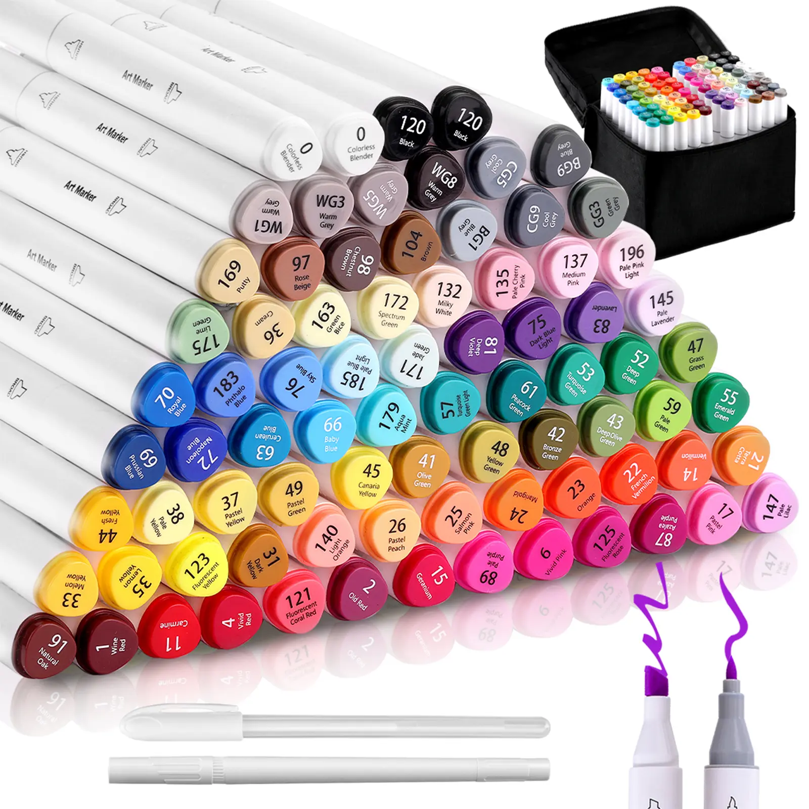 48/80/120 Color Dual Tip Alcohol Markers - Smooth Blend for Pro Sketching & Creative Projects Colorful Precision Pens with Travel Case, Use Marker Paper or Thick Paper, Avoid Thin Copy Paper, Prevent Ink Bleeding