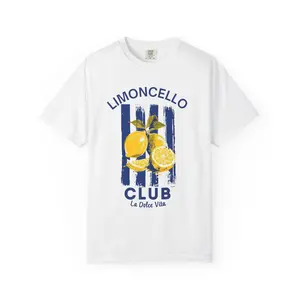 Limoncello Club Lemons T-Shirt | La Dolce Vita Striped Design - Trendy Summer Tee, Comfort Colors