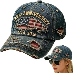 USA 250th Anniversary Distressed Casual Cap,250 Anniversary USA hat 1776-2026 Commemorative Baseball Cap,Traditional American Tribute Hat Gift Honoring Veterans & Patriots Blue