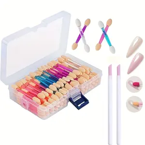 Chrome Nail Powder Brush Set, 80 Eyeshadow Brushes + 2 File Tools, Single Use Dual-Sided Sponge Applicator, Mirror Effect Pearl Glitter Pen Brush, Nail Art Tool
