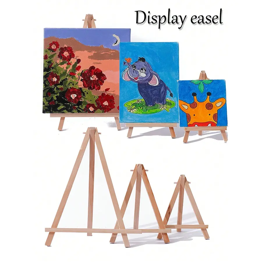 Portable Wooden Tripod Easel Stand, Adult Artist Painting Display Rack, Small Show Case for Photos and Artworks, Art Drawing Supplies