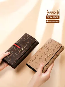 Women's Wallet, Long Cell Phone Wallet, Rfid Blocking Wallet - Flip-top with 12 Card Slots, Snap Closure, Soft Faux Leather, RFID Anti-Demagnetizing, Multifunctional, Holds Cell Phone/Credit Card, Essential for Young Girls/Office Workers, Durable Wallet