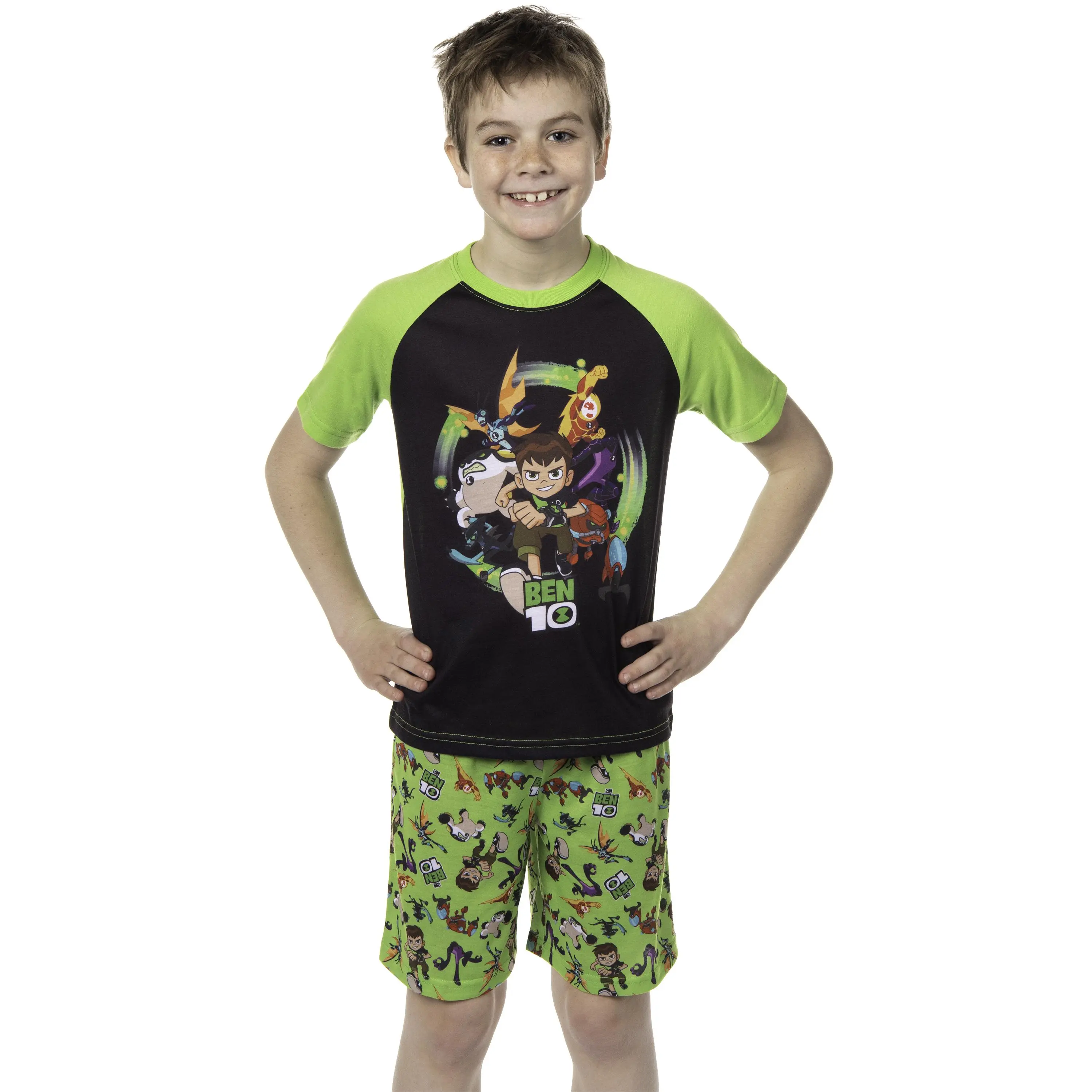 Ben 10 Boys' Cartoon TV Series Omnitrix Characters Aliens Sleep Pajama Set Shorts