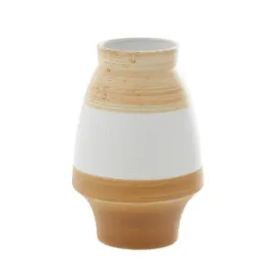 Handmade 13" Brown Ceramic Vase with Terracotta Accents