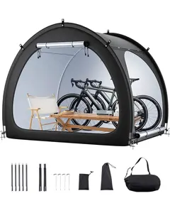 Outdoor Bike Storage Tent With Fan-Shaped Design And Dual-Door Access For 4 To 5 Bikes, Weatherproof And UV-Resistant Shelter With Waterproof Tarp Cover, Portable Garage Style Storage For Backyard, Driveway, And Garden
