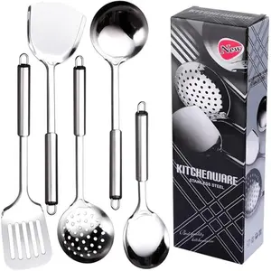5 Pcs Stainless Steel Kitchen Utensils Set Spatula and Slotted Spatula