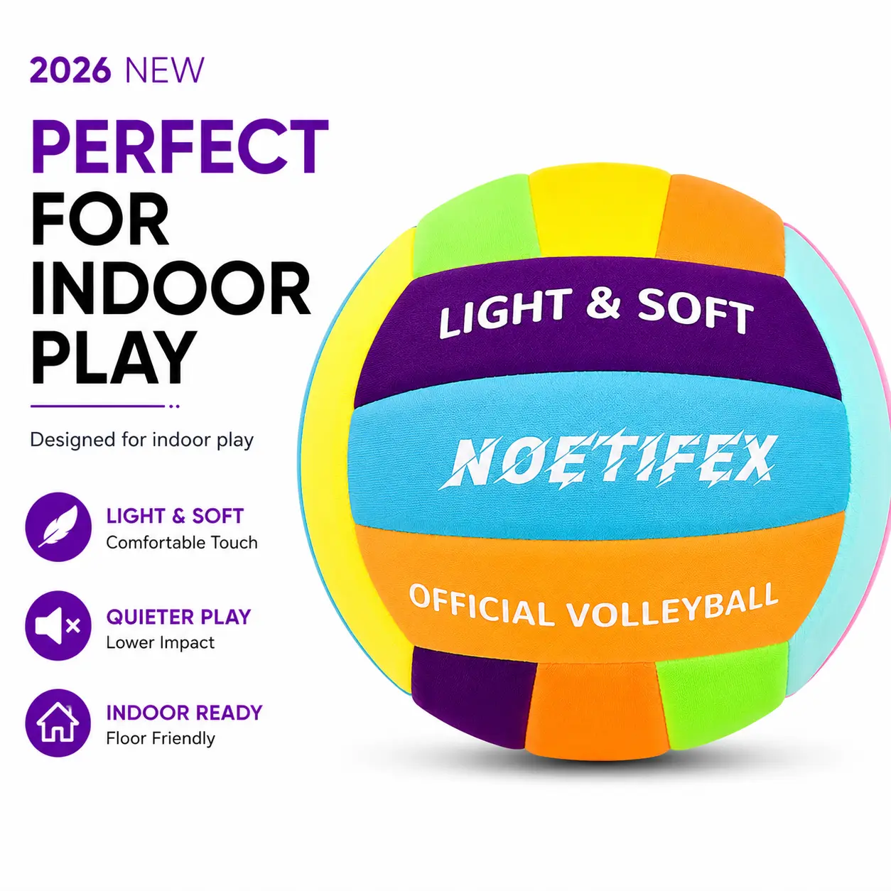 Soft Volleyball – Quiet Indoor Practice Ball for Kids Safe Lightweight Perfect Gift Easy For Beginners Sportsball