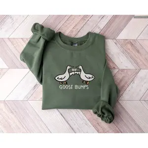 Embroidered Goose Bumps Sweater, Hoodie, Tee, Embroidery Unisex Funny Silly Goose Meme Animal Pet Outfit Inspo , Global Trending Outfits
