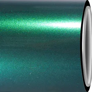 RCWRAP Gloss Emerald Green Vinyl Wrap, 1ft X 5ft Glitter Green Car Wrap Film Roll - Air Release Self Adhesive Vehicle Interior/Exterior Sticker Automotive Vinyl Wraps