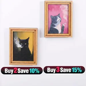 Funny Cat Fridge Magnet - Vintage Art Frame - Cute Stocking Stuffer & Locker Decor Gift frog Refrigerator Magnet for Refrigerators Decorating