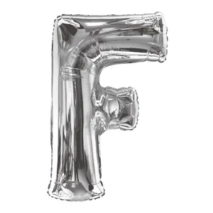 34 In. Silver Letter F Balloon
