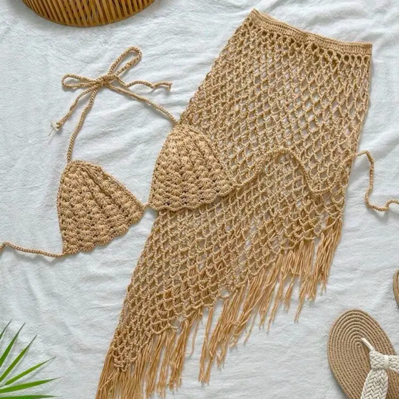 Tan Crochet Bathing Suit