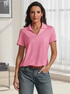 Women's Sporty Polo Shirt, Moisture-Wicking Breathable Comfort Short Sleeve Top, Ideal for Golf Baseball Tennis, All Seasons Wear