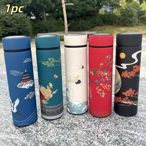 Chinese Style Vacuum Flask, 500ML Stainless Steel Water Bottle Tumbler, Tea Separation Water Cup for Home Office, Insulated Drinking Cup for Men and Women, Insulation